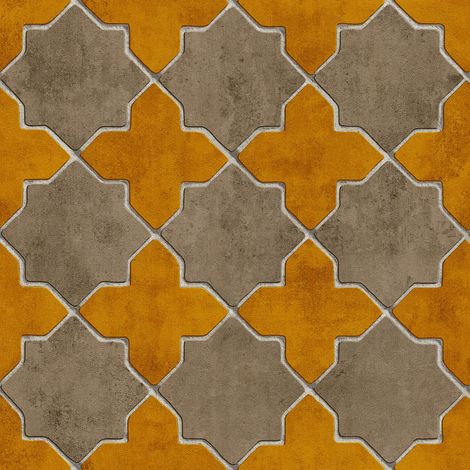 Graphic wallpaper wall Profhome 374212 non-woven wallpaper slightly textured with graphical pattern matt yellow beige cream 5.33 m2 (57 ft2) (1/5)