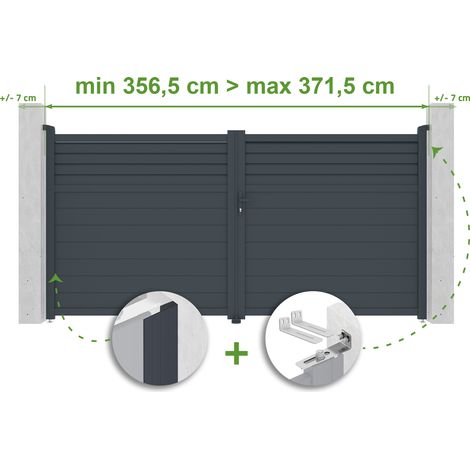 Puerta batiente regulable ancho CARPATIA 3,5m Alt.180cm aluminio Gris antracita (1/4)