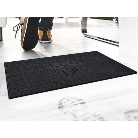 GEMITEX ZERBINO WELCOME MADE IN ITALY, RETTANGOLARE 40X60CM, NERO, PULISCE A FONDO, LUNGA DURATA, ECOSOSTENIBILE, LAVABILE FACILMENTE CON UN GETTO D'ACQUA (1/2)