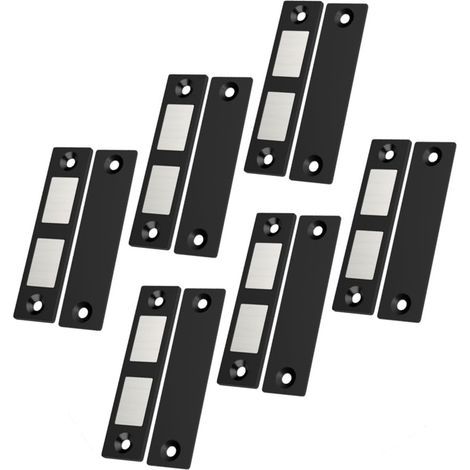 Lot de 6 Ultra Mince Aimant Porte Placard Puissant Loquet de Porte Magnétique pour Porte d'armoire, Aimant Fermeture pour Porte Coulissant Aimant Placard de Cuisine, Maison, Tiroir, Noir (1/5)