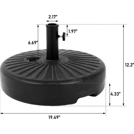 Base rotonda per ombrellone riempibile con acqua o sabbia, 49,5 x 49,5 x 31 cm (1/5)