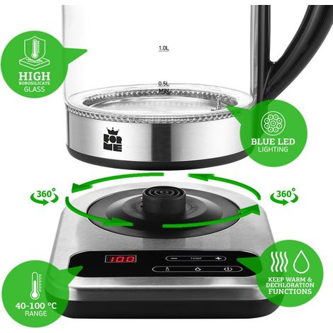 Bollitore elettrico in vetro trasparente ForMe FKG-1017 (1/2)