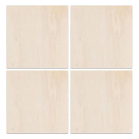 Lote de 4 placas de madera en bruto de 30 x 30 cm, corte por láser y pintura - cuadrado de madera ideal para bricolaje, modelismo y decoración DIY (1/5)