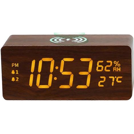 15W Schnellladefähige LED-Kalenderuhr aus Holz (1/5)