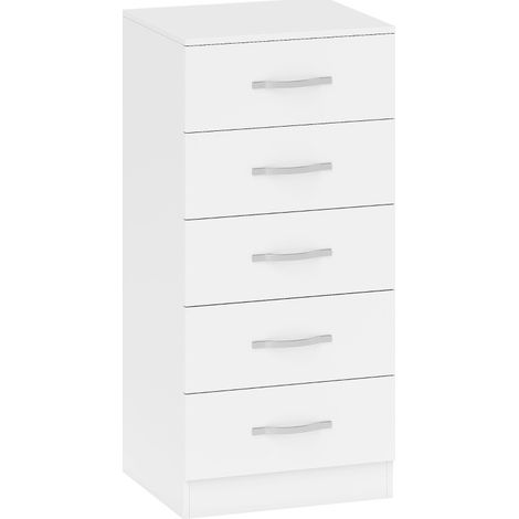 Cassettiera stretta con 5 cassetti in truciolato bianco 40 x 35 x 85 cm MODENUIT (1/5)