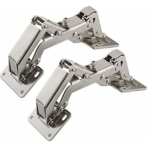 Charnières de porte pour meuble – Lot de 2 charnières grand angle 170° – Acier avec revêtement cuivre et nickel – 16 vis inox incluses (1/5)