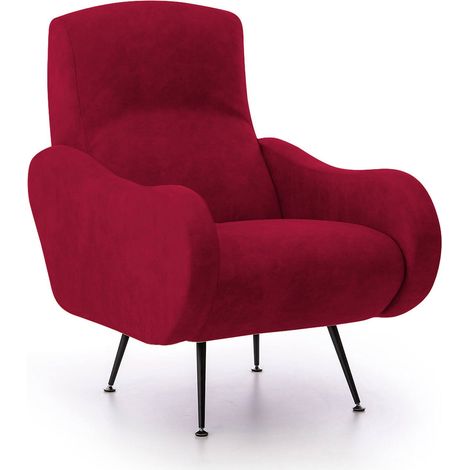 Poltrona Lasnigo, Poltroncina Braccioli, Peso Supportato 90 kg Made in Italy, Materiale Struttura in Legno, 70x100x98h cm Rosso