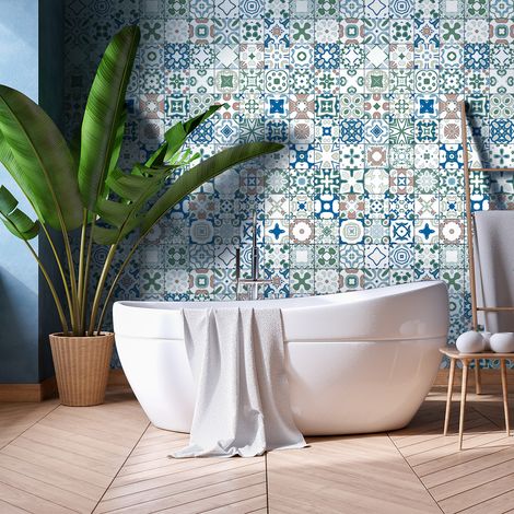 Sticker Mural Carrelage adhésif Cuisine Salle de Bain - 60 STICKERS CARRELAGES AZULEJOS LURIANO - 60stickers15x15cm (1/5)