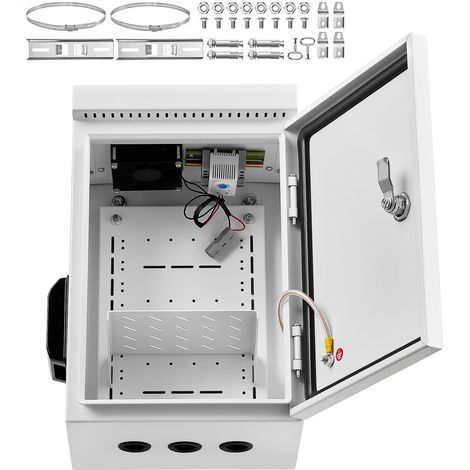 Mophorn Scatola di Derivazione da Parete, Custodia Elettrica per Esterni in Acciaio Laminato a Freddo con Design Ventilato, Resistente all'Acqua IP65, Montaggio a Muro 400 x 300 x 200 mm (1/5)
