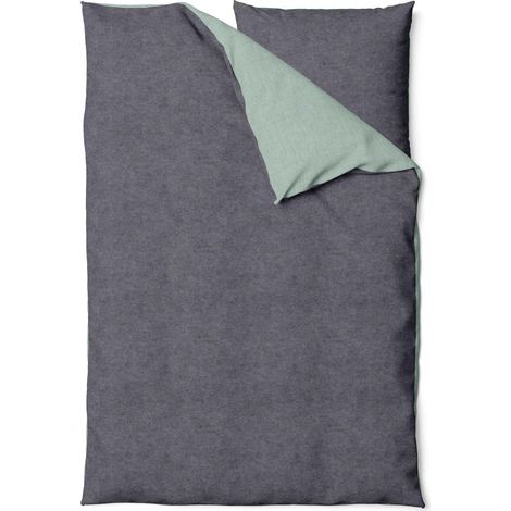 Parure de lit réversible 155 x 220 cm – Parure de lit 2 pièces au Design Attrayant Sauge et Gris foncé, avec Housse de Couette et taie d'oreiller (80 x 80 cm), en 90% coton/10% Polyester