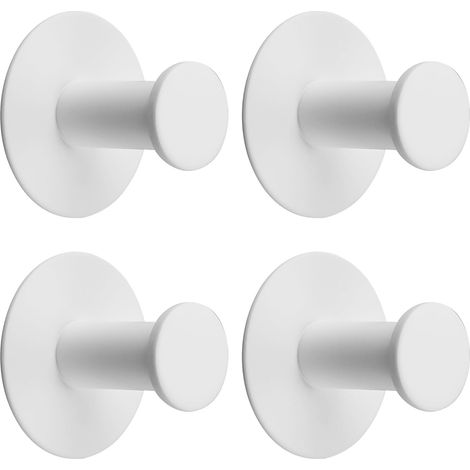 Crochet Adhesif Mural sans Percage Salle de Bain, 4 Pcs Blanc (1/5)