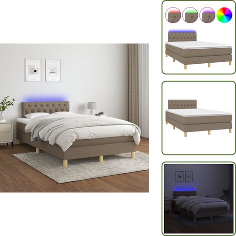 Boxspringbett mit Matratze & LED Taupe 120x200 cm Stoff - Boxspringbett - Doppelbett - Lattenrost - Bettsofa - Schlafsystem (1/5)