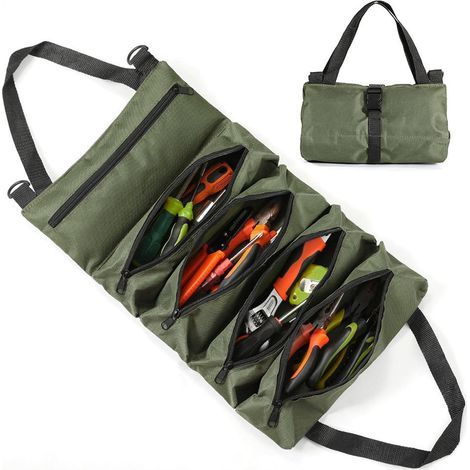 Aufrollbare Werkzeugtasche aus Canvas, tragbarer Multifunktions-Werkzeugkasten, Werkzeugtasche für Rücksitz und Hängehalterung, rollbare Werkzeugtasche, leerer Werkzeugkasten (1/5)