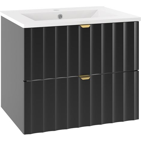 Mueble lavabo individual encastrado 60cm Lexa Negro (1/4)