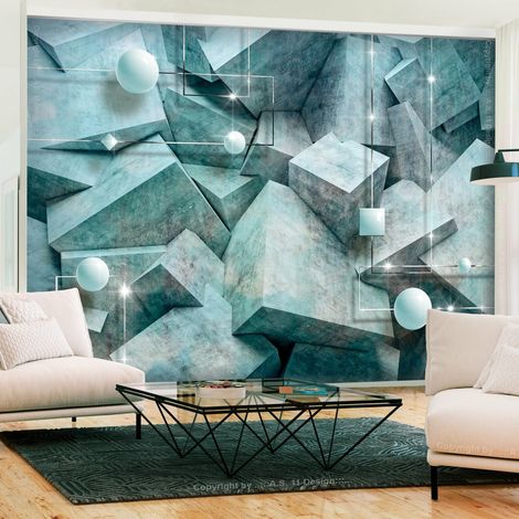 Papier peint cubes de béton vert - 150 x 105 cm (1/4)