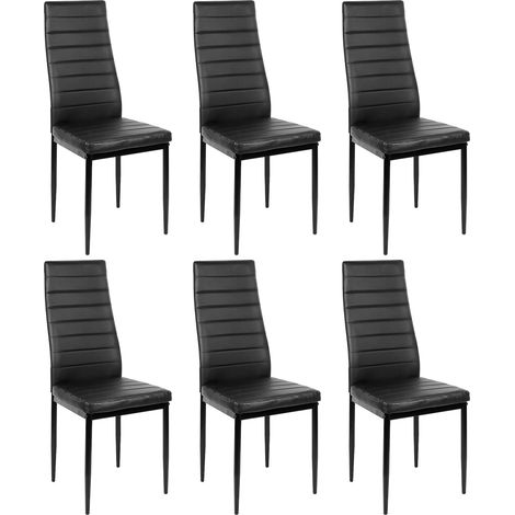 6er Set Esszimmerstühle mit Rückenlehne,Polsterstuhl aus Metallbeine,Schwarz