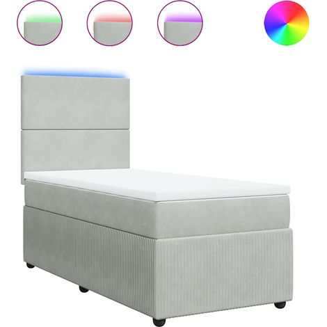 Maison Exclusive - Sommier à lattes de lit et matelas Gris clair 90x190 cm Velours (1/5)