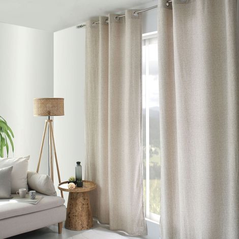 Rideau thermique ALPAGA 140 x 240 cm – Velours chenillé – Doublure polaire - 140x240cm - Ecru (1/2)