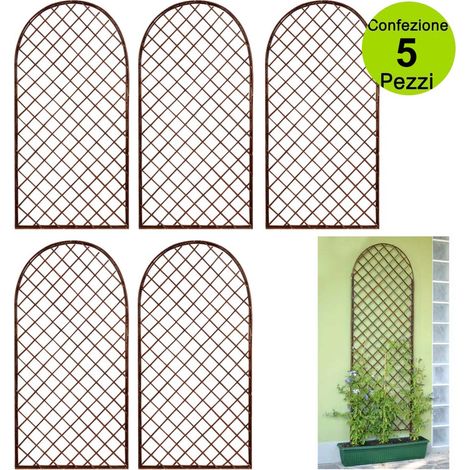 Multipack 5 pz tralicci fissi ad arco in salice naturale colore marrone 0,60 x h 1,20 metri