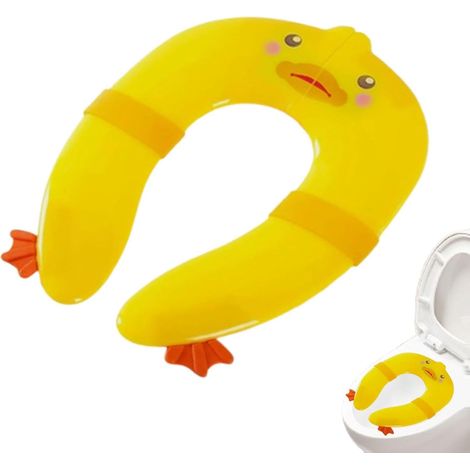 Funda antideslizante para asiento de inodoro con forma de patito amarillo, unisex, funda portátil de viaje para niños. (1/5)