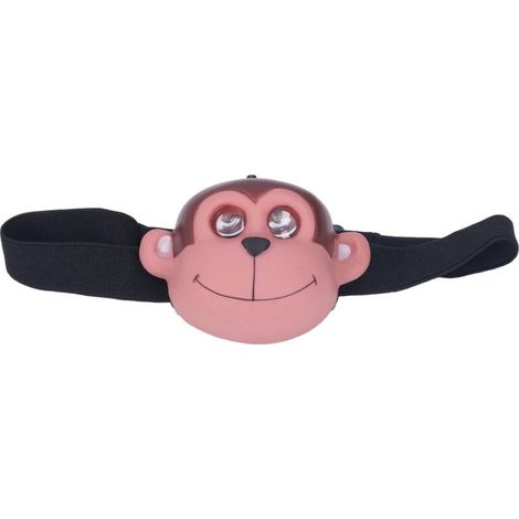 Lampada frontale per bambini a forma di scimmia con 2 modalità di illuminazione, faro a LED leggero in plastica, alimentato a batteria per sport all'aria aperta. (1/4)