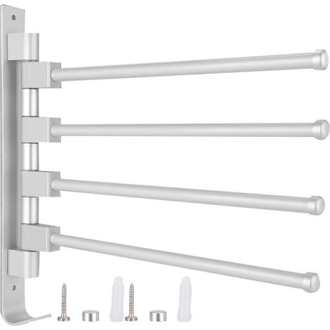Porte-Serviettes, Accueil Htel Salle De Bains Espace en Aluminium Multiple Rod Porte-Serviettes Porte-Organisateur De Stockage Organisateur(4 Rods with Hook) (1/5)