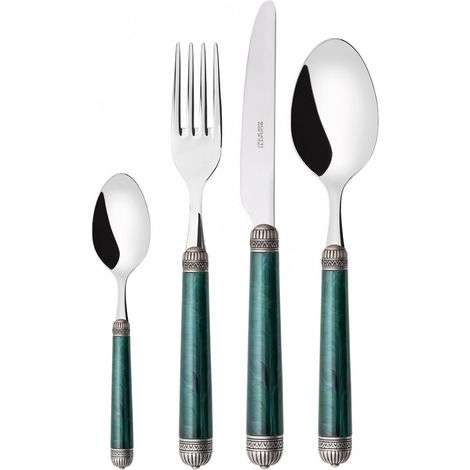 Set von 24 Teilen in der Box Galerie Dorico Dorico Antico Green Green Murmored Silver Bugatti