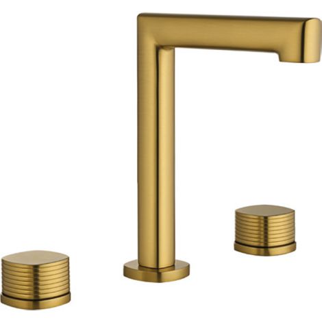 Lavabo bimando sobrencimera caño bajo Firenze oro cepillado [ IMEX® ] (1/2)