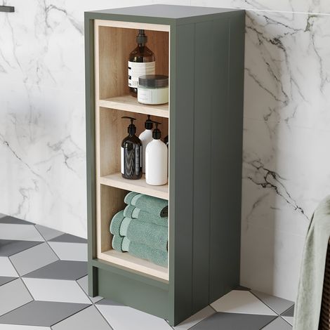 Freestanding Open Shelf Unit Storage Cabinet Green Bathroom Furniture 300mm (1/5)