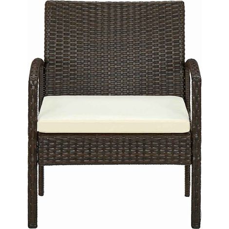 Chaise de jardin avec coussin Résine tressée Marron (1/4)