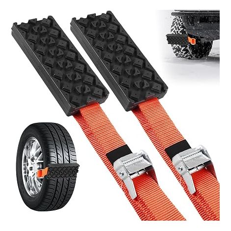 Snow Chain, 2 Pieces Rubber Snow Chains, Car Recovery Traction Boards, Tire Traction Board, Non-Slip Car Tyre Belt, for All Tyres (1/5)