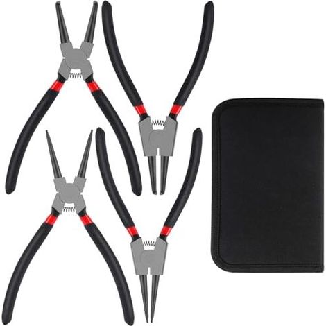 Lot de 4 Pinces à Circlips Extérieur et Intérieur – Set Avec Sac de Rangement, Ressorts Durables et Poignées Antidérapantes (1/4)