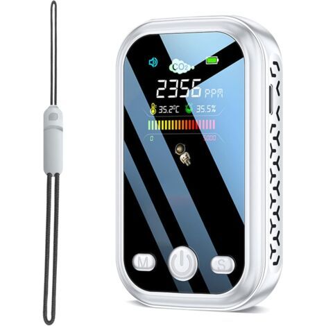 Mini détecteur de CO2, Moniteur de CO2 Portable 3 en 1 Moniteur de qualité de l'air intérieur détecteur de dioxyde de Carbone avec capteur de température (℃/℉) avec Alarme pour (1/5)
