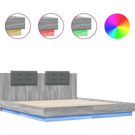 Maison Exclusive - Estructura de cama cabecero luces LED gris Son (1/5)