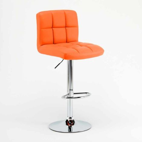 Taburete de cocina y bar alto giratorio ajustable con respaldo Atlanta - Naranja (1/5)