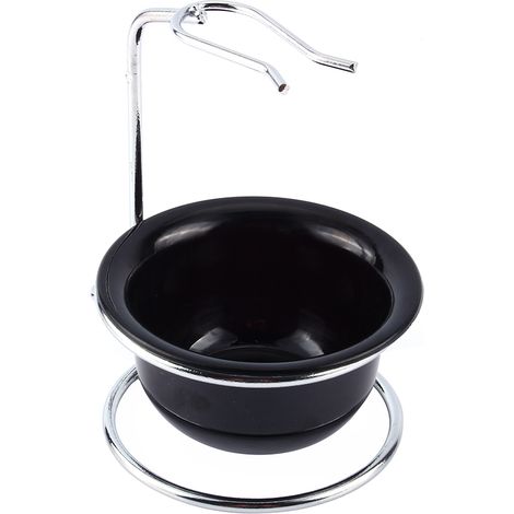 Porte-blaireaux/porte-rasoirs en acier inoxydable et bol à raser noir (1/5)