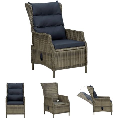 Liegeplatz - vidaXL Verstellbarer Gartensessel mit Auflagen Poly Rattan Braun - Sitzplatz (1/5)