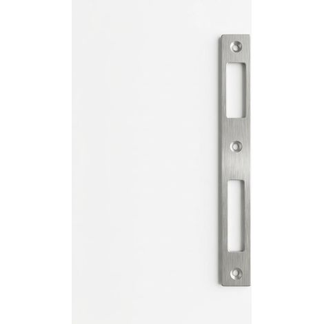 Tôle de fermeture universelle pour porte d'entrée et de chambre - En acier inoxydable - 55 mm - Pour serrures de porte - Argenté - Pièce de rechange pour DIN gauche et droite - Forme 2 (1/5)