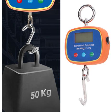Balance industrielle pour grue 50 kg/100 lb, affichage LCD double face, balance électronique pour grue, rechargeable, balance industrielle portable, norme européenne 90-240 V (1/5)