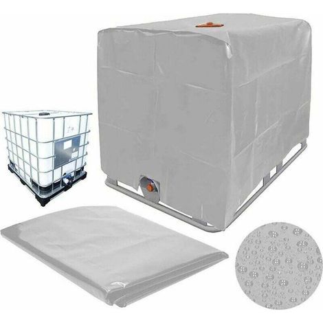 Housse de protection pour cuve IBC - Tissu Oxford 210D, imperméable, pour conteneur IBC 1000 L, dimensions 120 x 100 x 116 cm, gris (1/5)