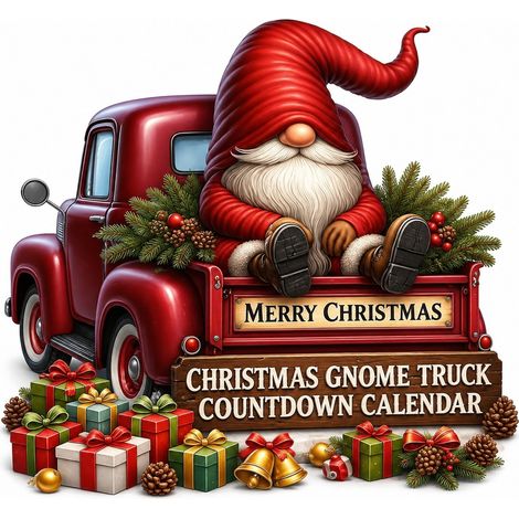 Calendrier de l'Avent 2025 avec pendentif voiture du Père Noël en acrylique, compte à rebours de 24 jours avant Noël, décoration festive pour jardin, fenêtre ou cheminée (style E). (1/5)