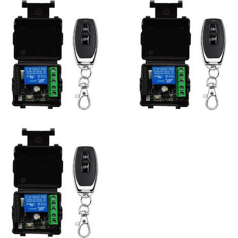 3x 433MHz Funkfernbedienungsschalter RF-Relais 12V Fernbedienungsschalter für Garagentormotor Wasserpumpensteuerung