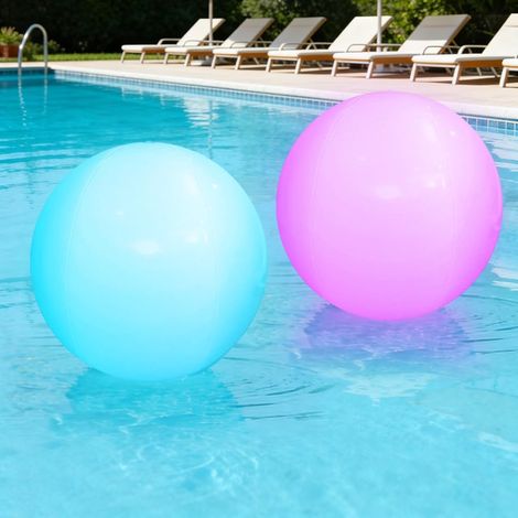 mizikuu Lot de 2 ballons de plage LED, lampe d'ambiance LED avec 16 couleurs et 4 modes d'éclairage, ballons gonflables pour piscine, jeux d'intérieur et d'extérieur, décorations de fête (1/5)