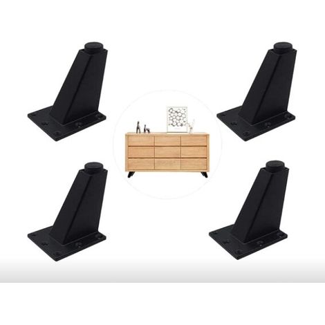 4 pièces en alliage d'aluminium pieds de meuble pieds réglables salle de bain pieds de meuble tv pieds de meuble meubles table basse canapé pieds 8 cm noir (1/4)