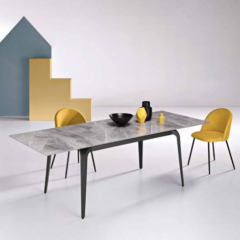 Tavolo in pietra effetto marmo Grigio allungabile a 240 cm FELIX (1/3)