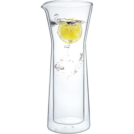 Carafe eau 690ml – carafe verre double paroi – Carafe en verre pour eau, thé, jus et café (1/5)