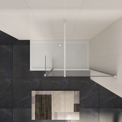 ELEGANT 800mm Easy Clean Walk In Wetroom Shower Screen Enclosure 8mm Glass Shower Screen Panel with 300mm Flipper Panel (1/3)