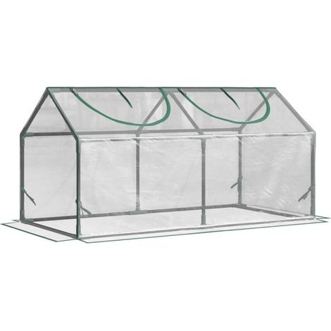 Serre de jardin mini serre 2 fenêtres enroulables couverture en PVC 120 x 60 x 60 cm transparent (1/5)