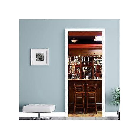 StyleF 77x200cm 3D Türaufkleber Weinkeller Fototapete Trompe-l'œil Wandaufkleber PVC Wasserdichte Tapete für Schlafzimmer Badezimmer Küche Dekoration D