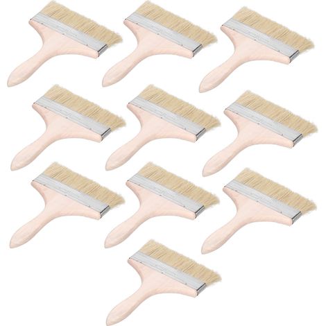 Lot de 10 brosses en laine artificielle de 16,5 cm avec manche ergonomique en bois, multi-usages pour le nettoyage des taches de peinture (1/5)
